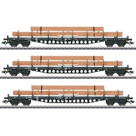H0 Rungenwagen-Set Mit Holzbeladung 3 H0 Rungenwagen-Set Mit Holzbeladung