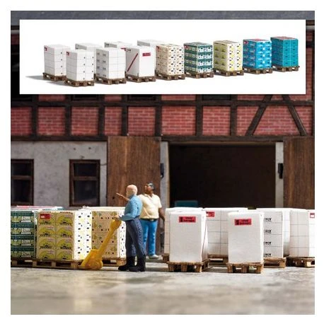 Busch Paletten M. Kartons H0 3 Busch Paletten M. Kartons H0