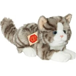 Teddy Hermann Katze Liegend Grau, Ca. 20cm