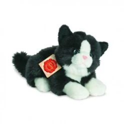 Teddy Hermann Katze Liegend, Weiß/schwarz, Ca. 20 Cm