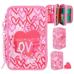Depesche TOPModel 3-Fach Federtasche Mit PU Herz ONE LOVE